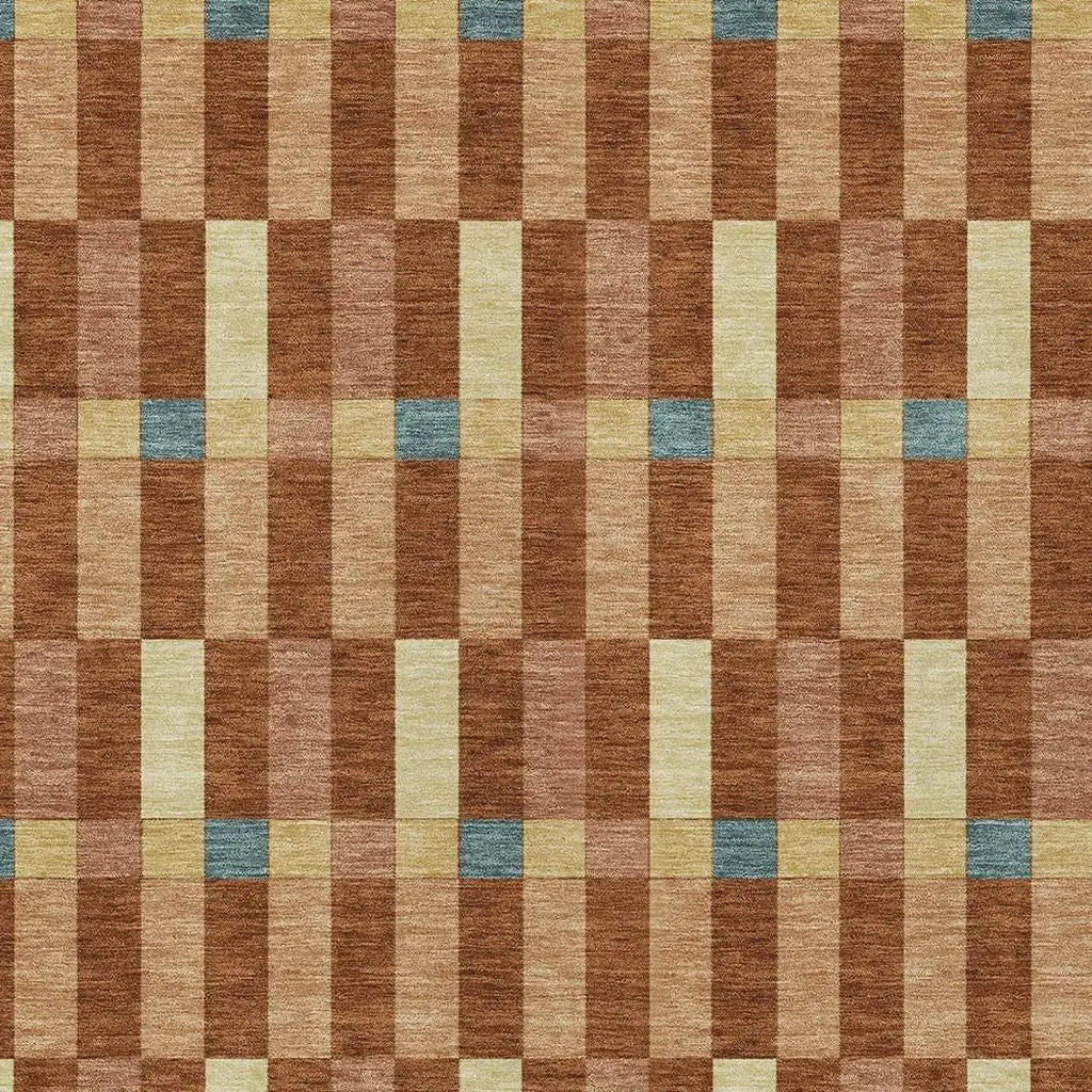 9' X 12' Orange And Teal Blue Geometric Washable Indoor Outdoor Area Rug Homeroots Outdoor