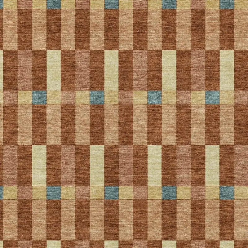 9' X 12' Orange And Teal Blue Geometric Washable Indoor Outdoor Area Rug Homeroots Outdoor