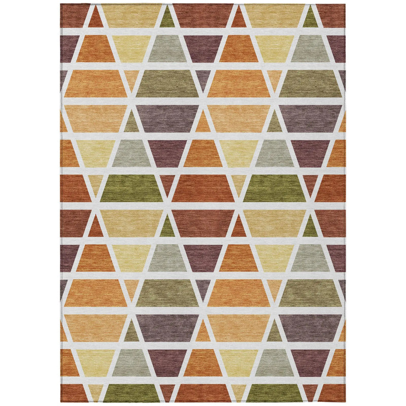 9' X 12' Orange And White Geometric Washable Indoor Outdoor Area Rug Homeroots Outdoor