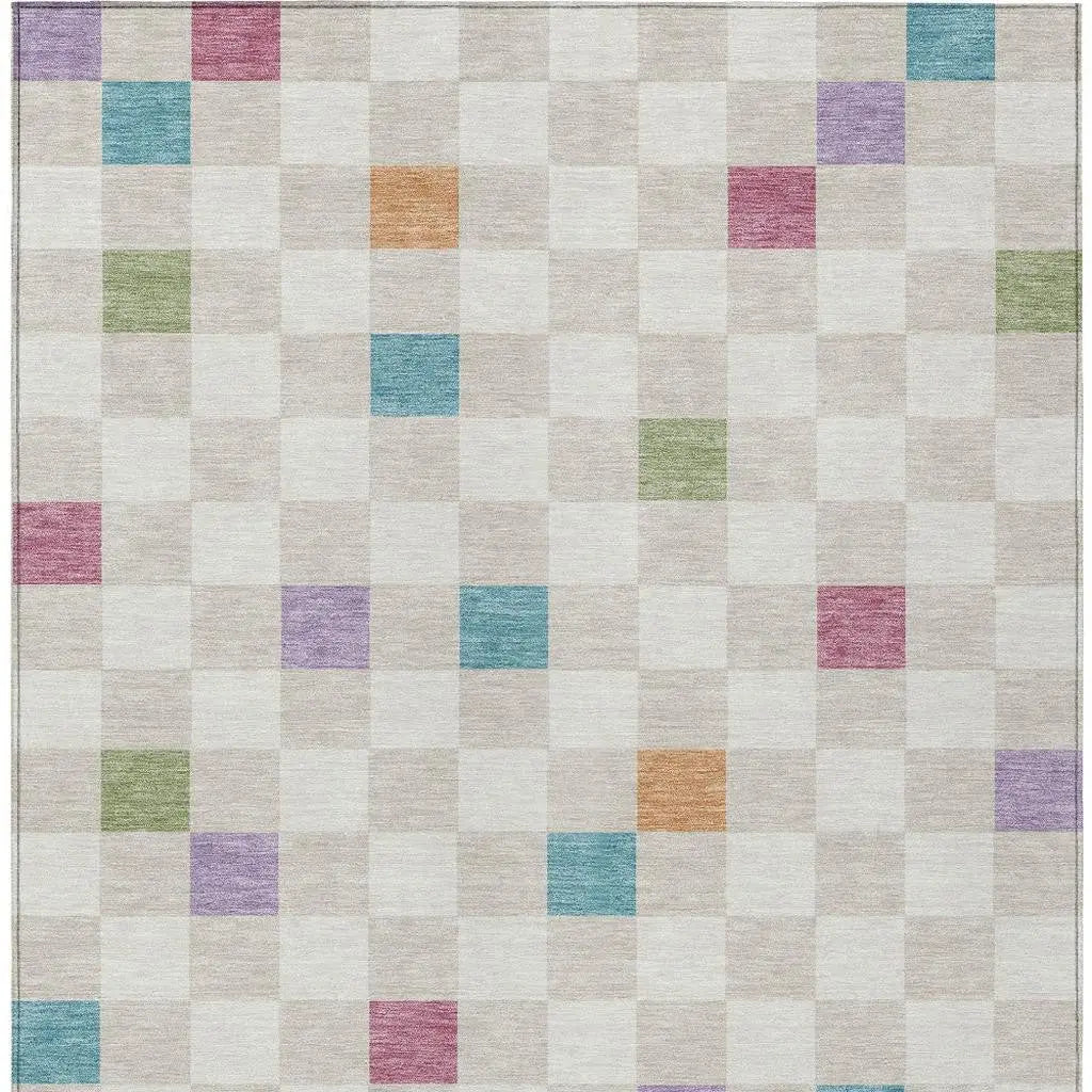 9' X 12' Pearl And Ivory Geometric Washable Indoor Outdoor Area Rug Homeroots Outdoor