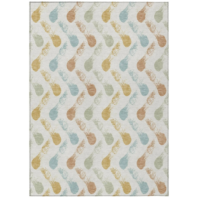 9' X 12' Pearl And Ivory Geometric Washable Indoor Outdoor Area Rug Homeroots Outdoor