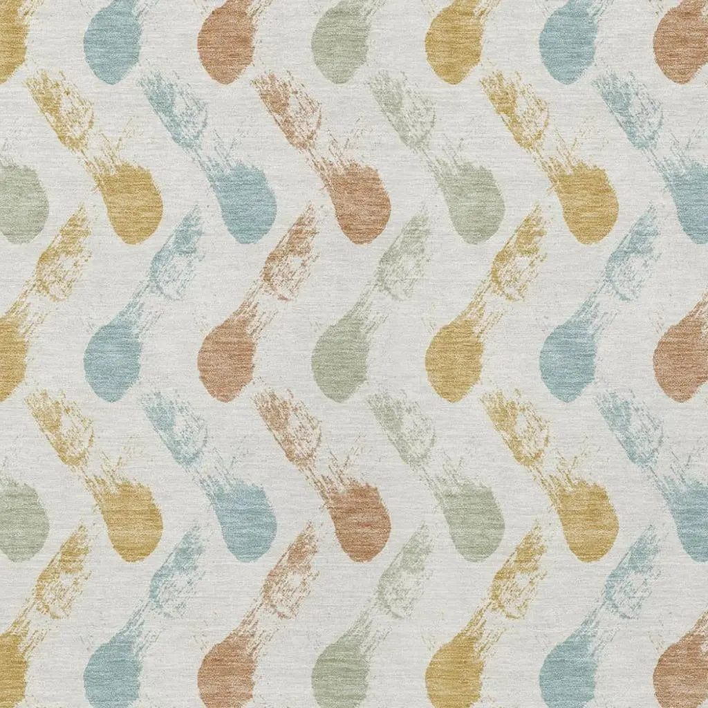 9' X 12' Pearl And Ivory Geometric Washable Indoor Outdoor Area Rug Homeroots Outdoor