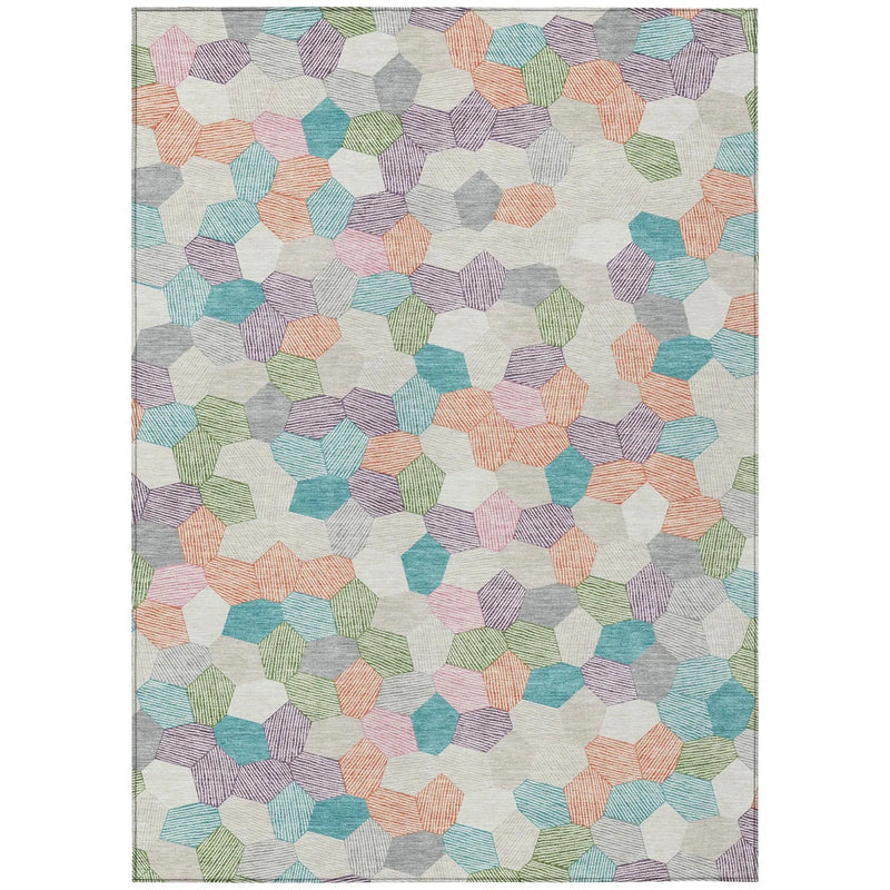 9' X 12' Pearl And Ivory Geometric Washable Indoor Outdoor Area Rug Homeroots Outdoor