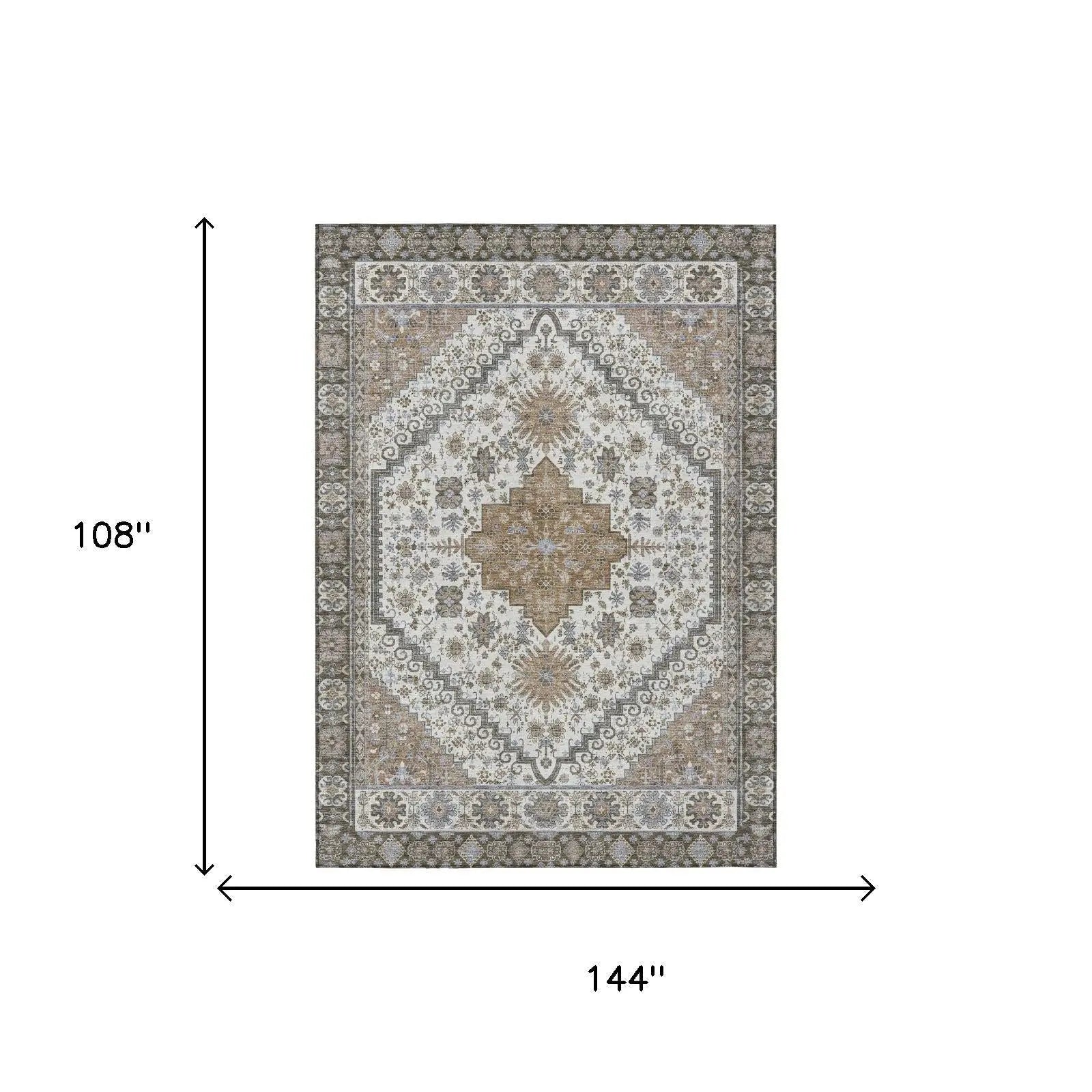 9' X 12' Pearl And Ivory Oriental Washable Indoor Outdoor Area Rug Homeroots Outdoor