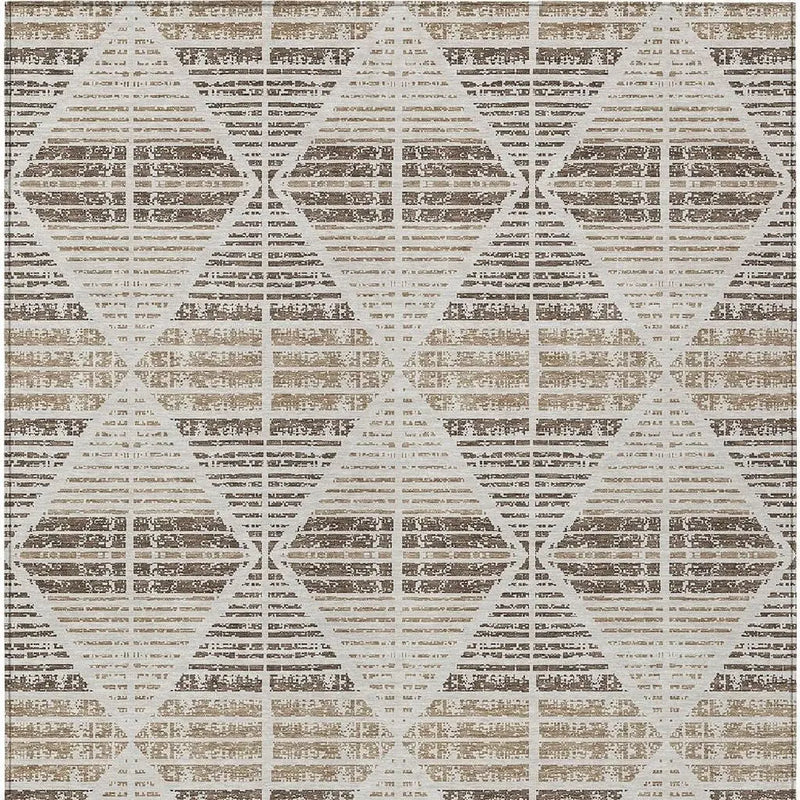 9' X 12' Pearl And Navy Blue Geometric Washable Indoor Outdoor Area Rug Homeroots Outdoor