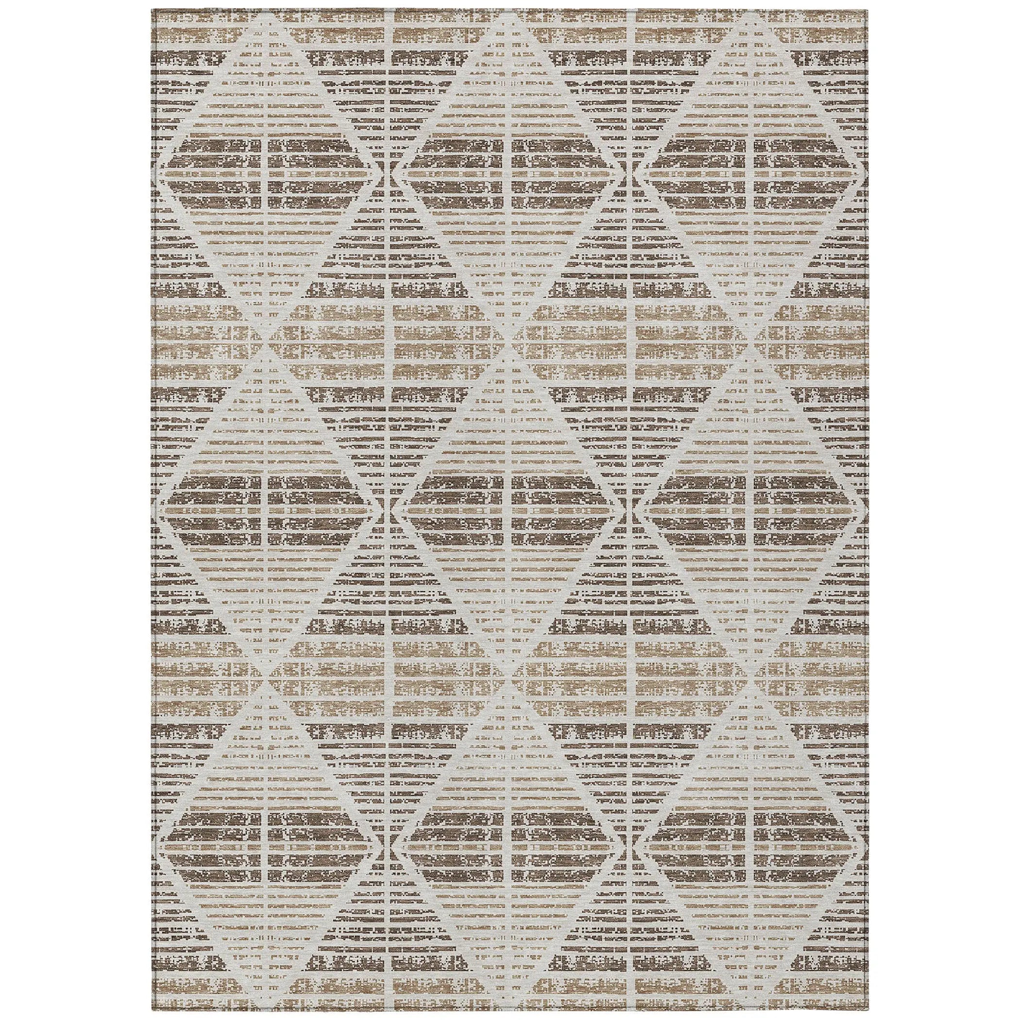 9' X 12' Pearl And Navy Blue Geometric Washable Indoor Outdoor Area Rug Homeroots Outdoor