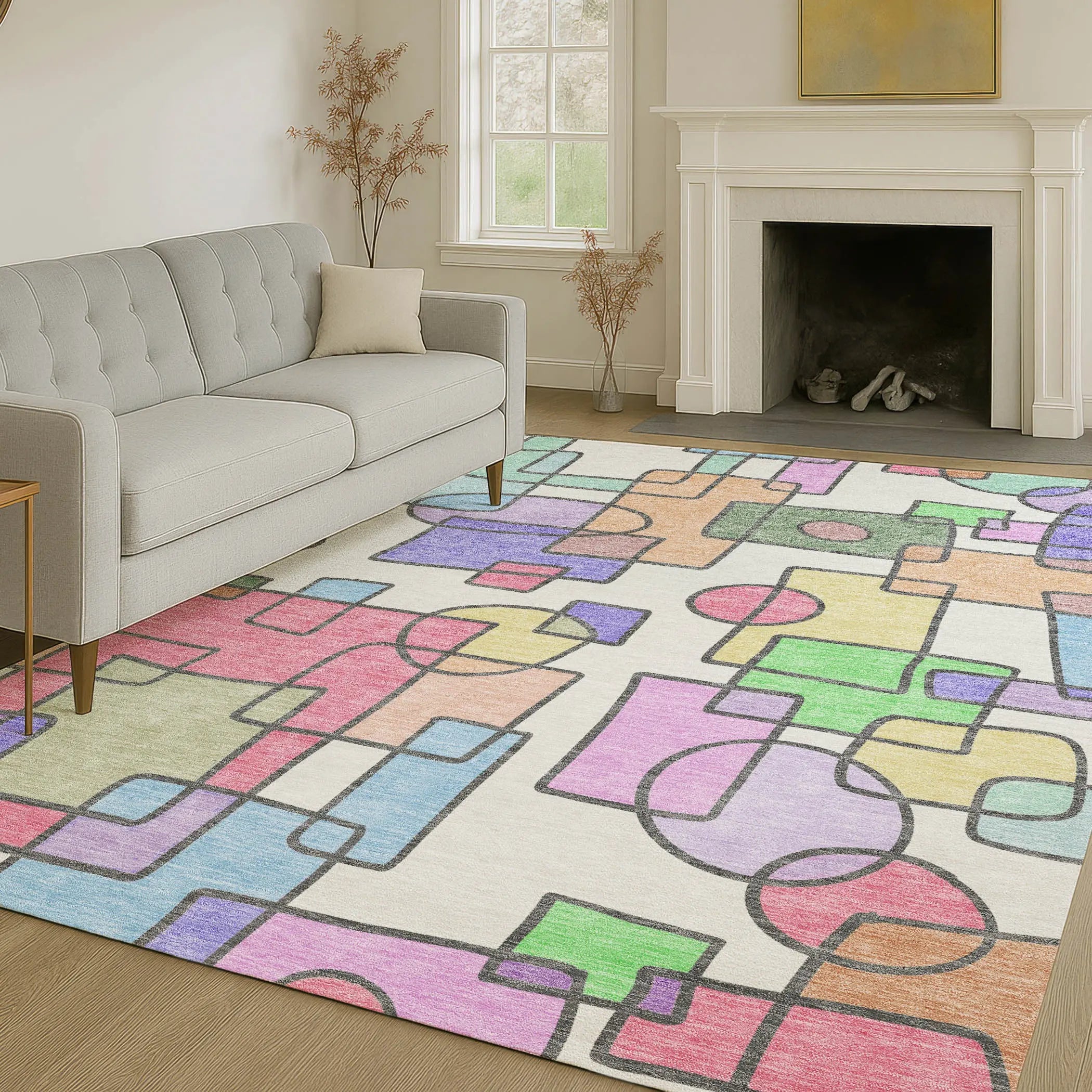 9' X 12' Pearl And Pink Geometric Washable Indoor Outdoor Area Rug Homeroots Outdoor