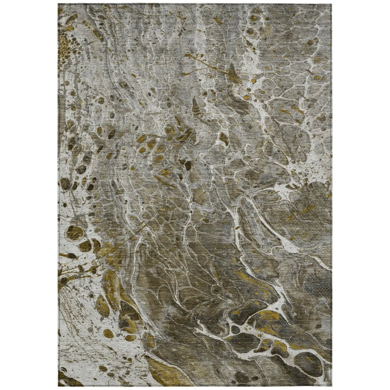 9' X 12' Pewter And Gray Abstract Washable Indoor Outdoor Area Rug Homeroots Outdoor