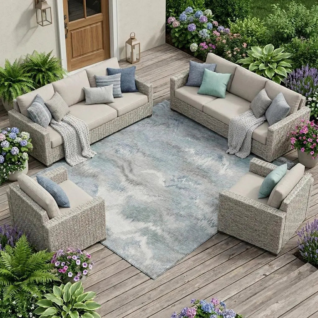 9' X 12' Pewter And Gray Abstract Washable Indoor Outdoor Area Rug Homeroots Outdoor