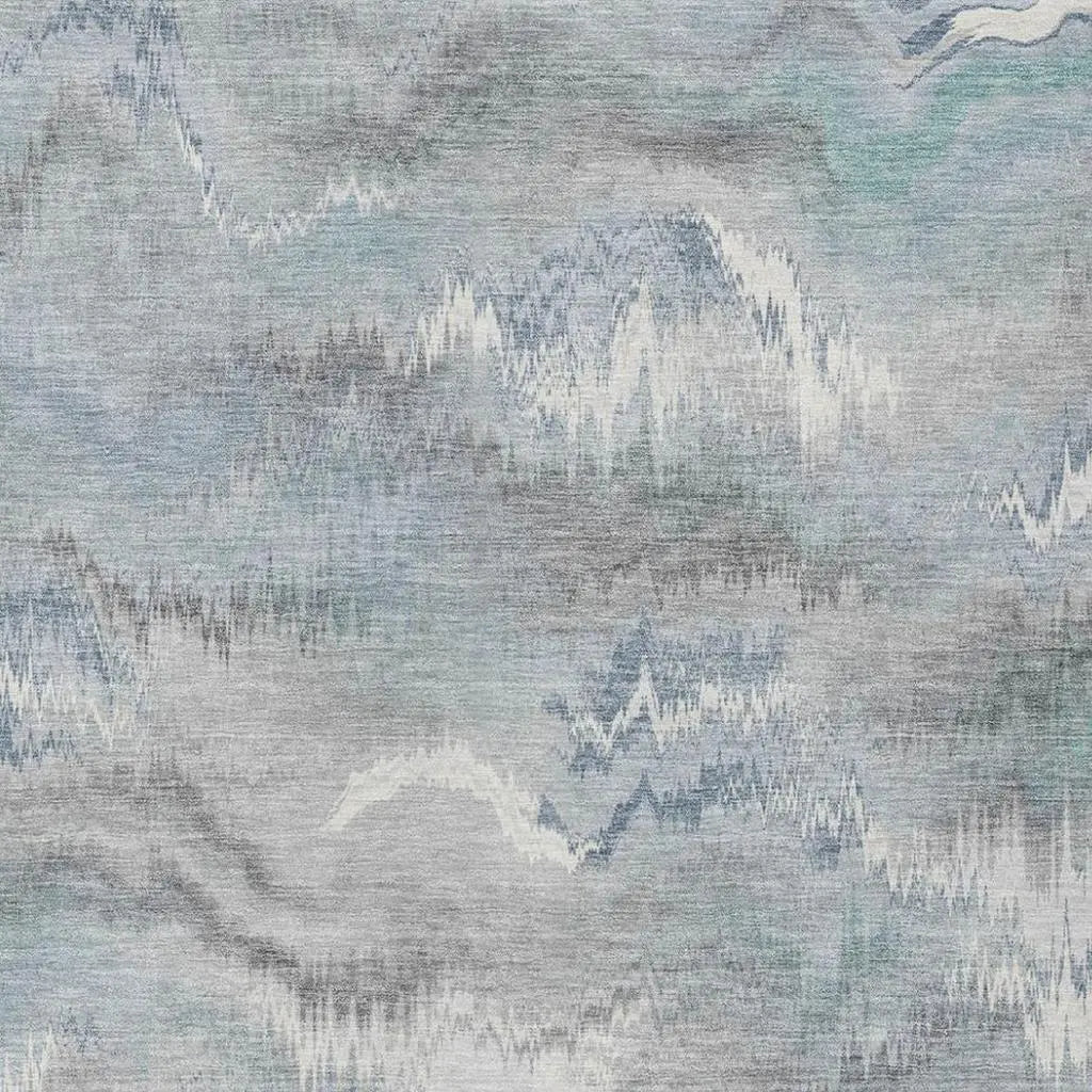 9' X 12' Pewter And Gray Abstract Washable Indoor Outdoor Area Rug Homeroots Outdoor