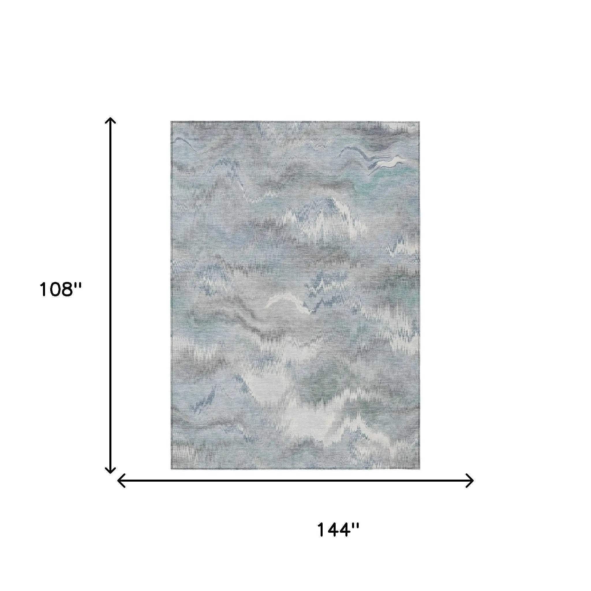 9' X 12' Pewter And Gray Abstract Washable Indoor Outdoor Area Rug Homeroots Outdoor