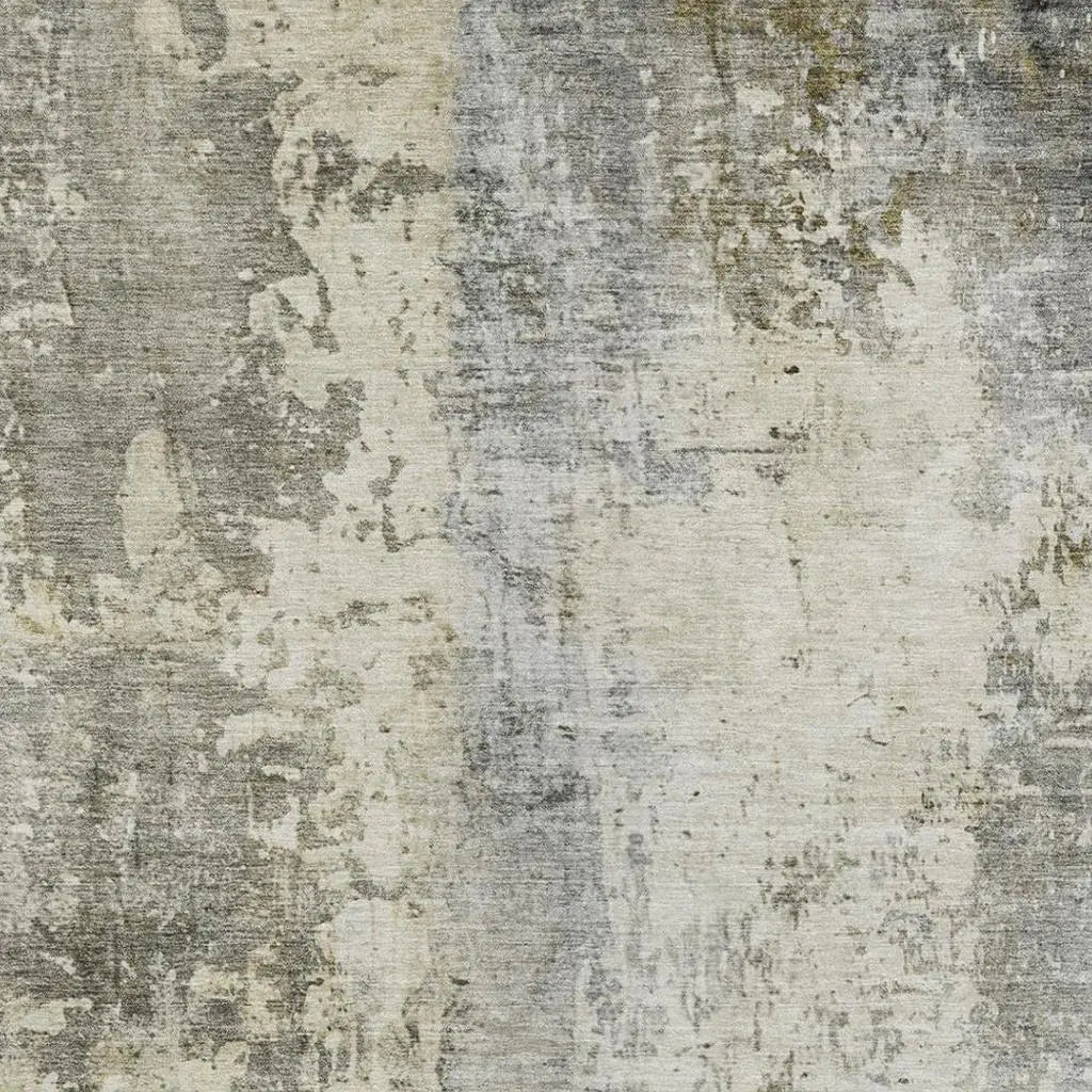 9' X 12' Pewter And Gray Abstract Washable Indoor Outdoor Area Rug Homeroots Outdoor