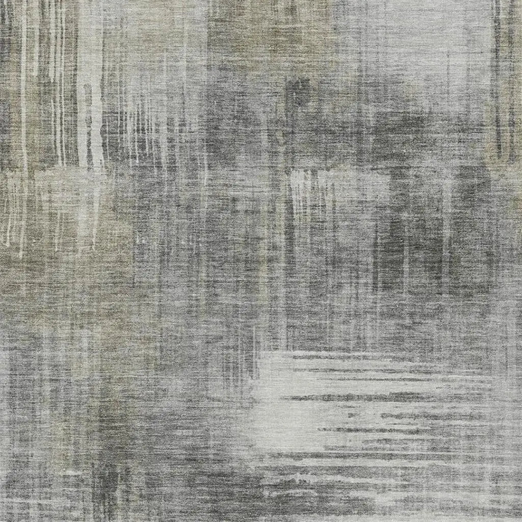 9' X 12' Pewter And Gray Abstract Washable Indoor Outdoor Area Rug Homeroots Outdoor