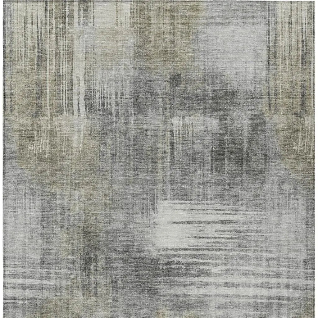 9' X 12' Pewter And Gray Abstract Washable Indoor Outdoor Area Rug Homeroots Outdoor
