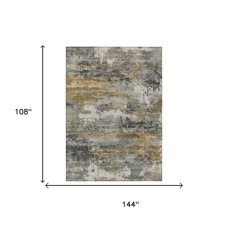 9' X 12' Pewter And Gray Abstract Washable Indoor Outdoor Area Rug Homeroots Outdoor