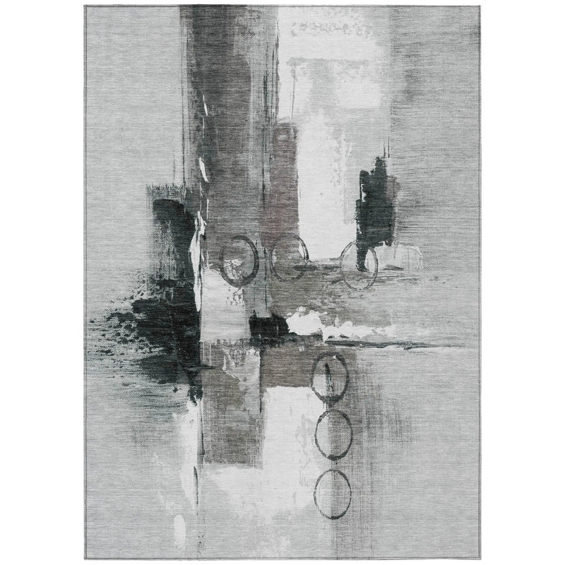 9' X 12' Pewter And Gray Abstract Washable Indoor Outdoor Area Rug Homeroots Outdoor