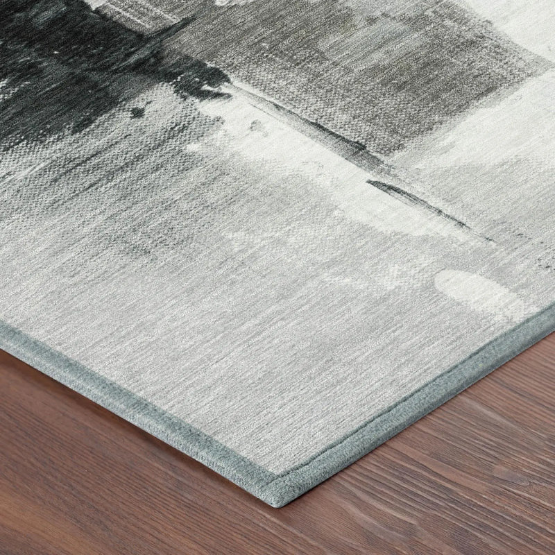 9' X 12' Pewter And Gray Abstract Washable Indoor Outdoor Area Rug Homeroots Outdoor