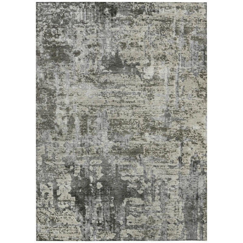 9' X 12' Pewter And Gray Abstract Washable Indoor Outdoor Area Rug Homeroots Outdoor
