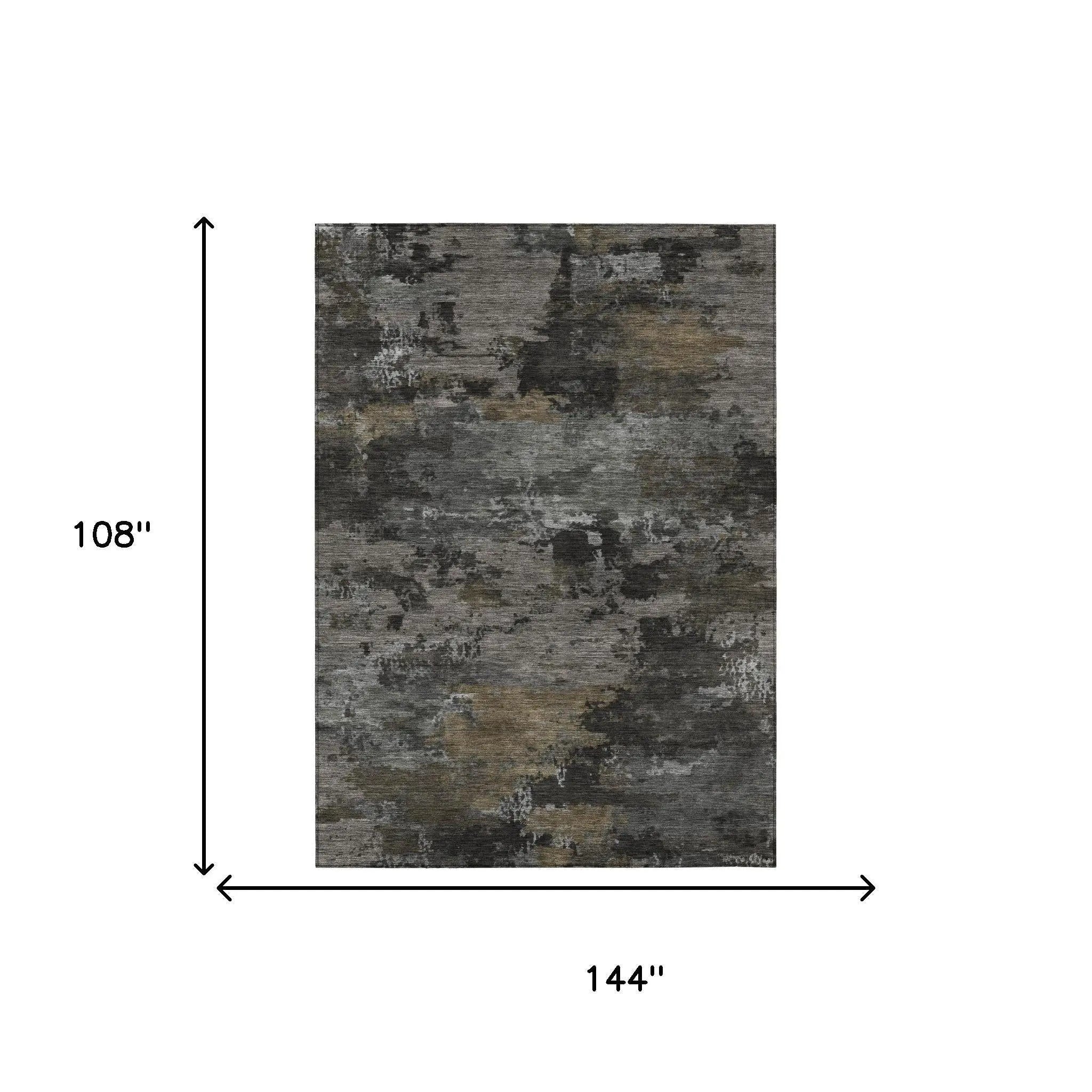 9' X 12' Pewter And Gray Abstract Washable Indoor Outdoor Area Rug Homeroots Outdoor