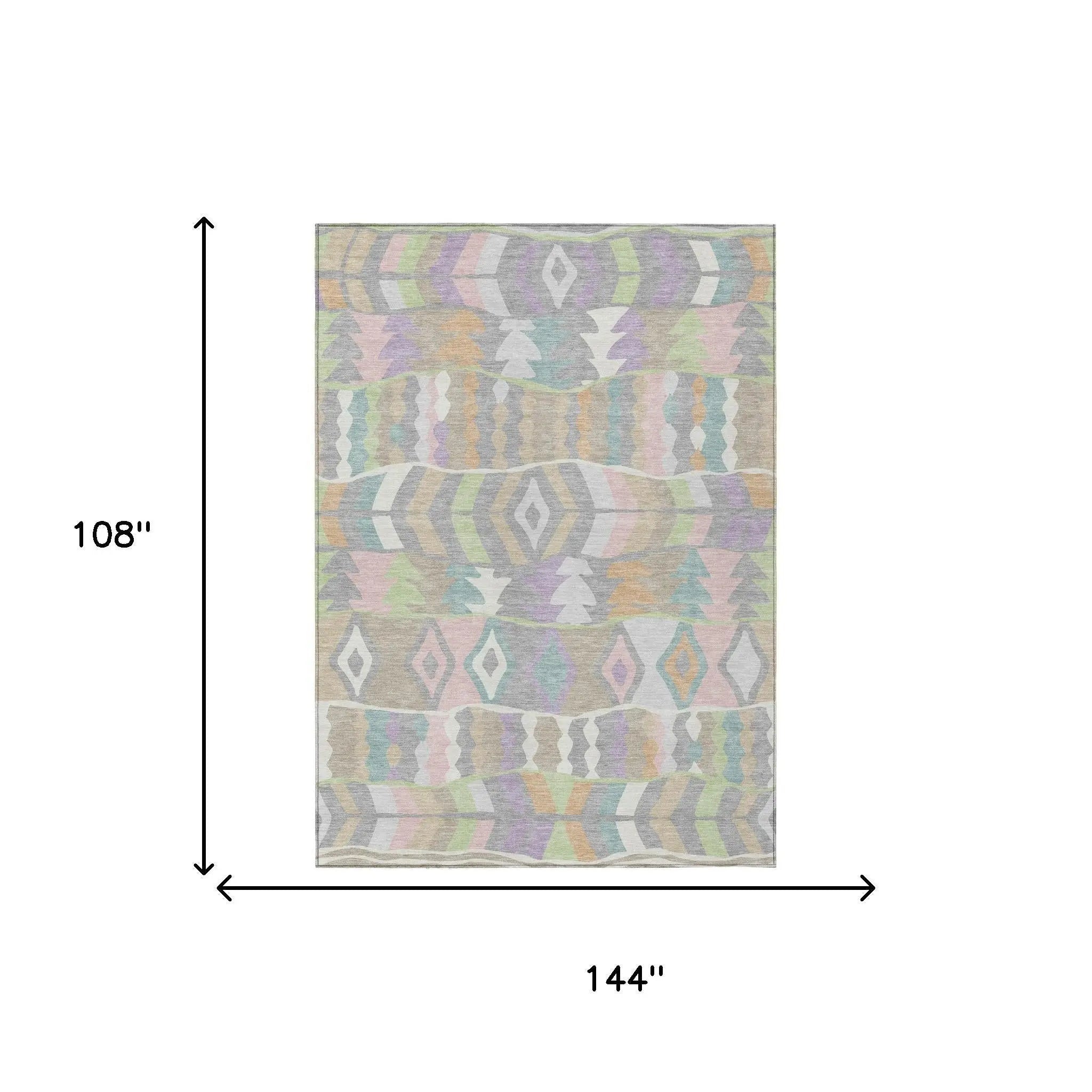 9' X 12' Pewter And Gray Geometric Washable Indoor Outdoor Area Rug Homeroots Outdoor