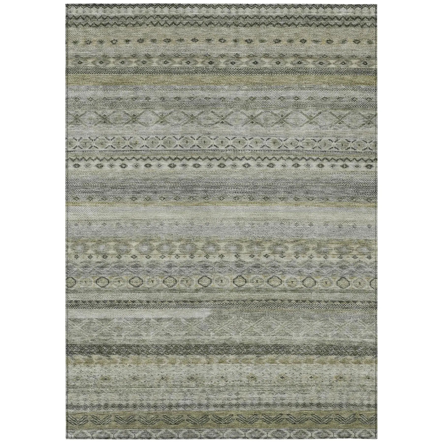 9' X 12' Pewter And Gray Striped Washable Indoor Outdoor Area Rug Homeroots Outdoor