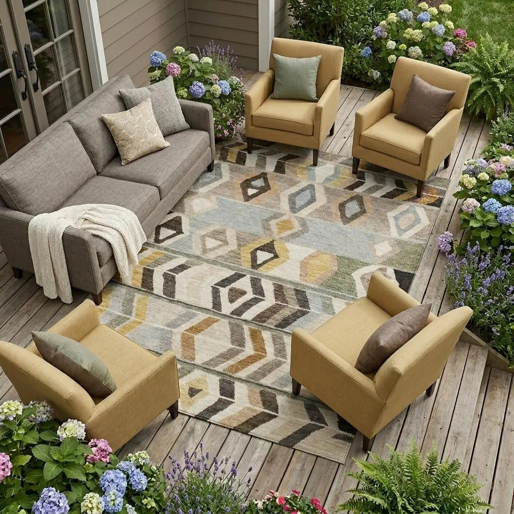 9' X 12' Pewter And Gray Tribal Washable Indoor Outdoor Area Rug Homeroots Outdoor