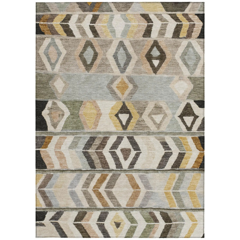 9' X 12' Pewter And Gray Tribal Washable Indoor Outdoor Area Rug Homeroots Outdoor