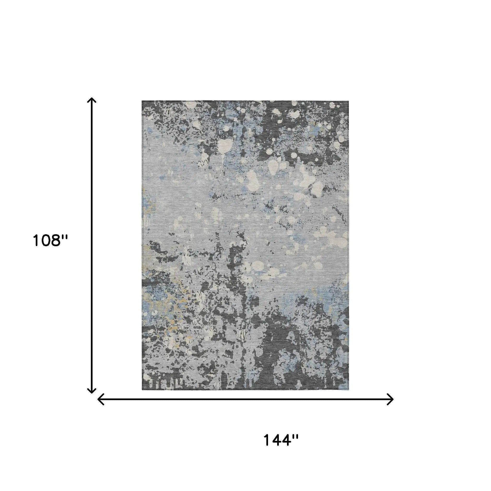 9' X 12' Pewter And Ivory Abstract Washable Indoor Outdoor Area Rug Homeroots Outdoor