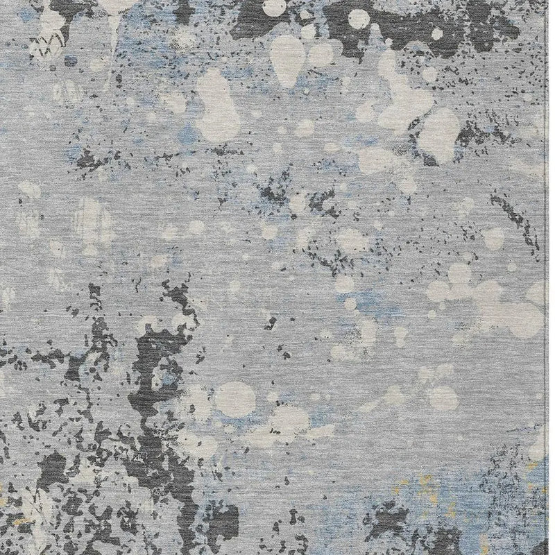 9' X 12' Pewter And Ivory Abstract Washable Indoor Outdoor Area Rug Homeroots Outdoor