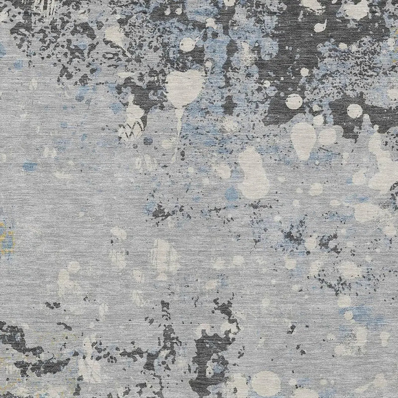 9' X 12' Pewter And Ivory Abstract Washable Indoor Outdoor Area Rug Homeroots Outdoor