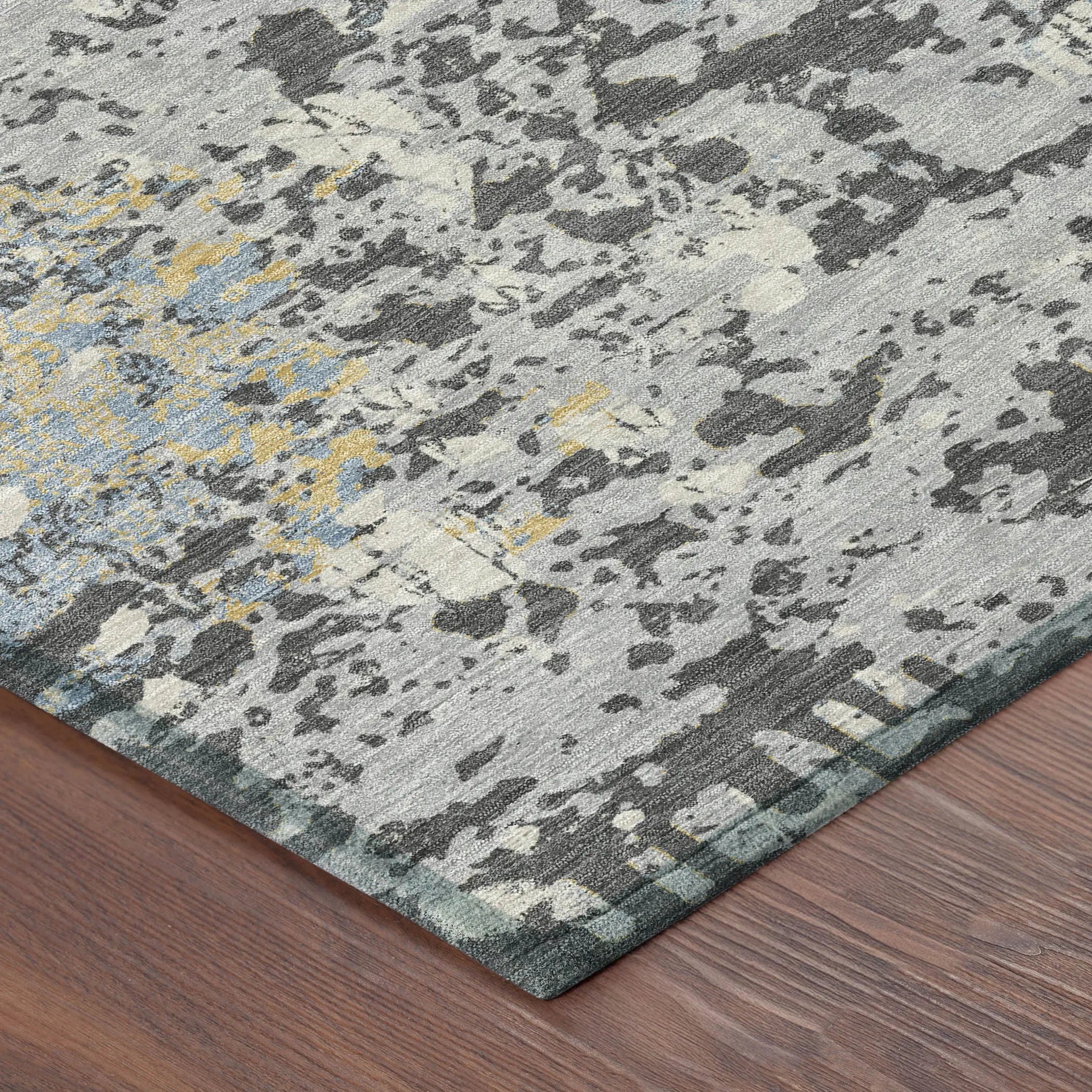 9' X 12' Pewter And Ivory Abstract Washable Indoor Outdoor Area Rug Homeroots Outdoor