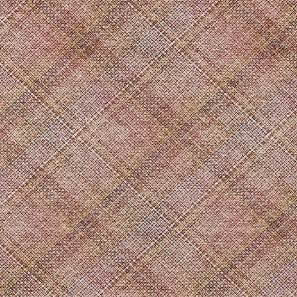 9' X 12' Pink And Beige Plaid Washable Indoor Outdoor Area Rug Homeroots Outdoor