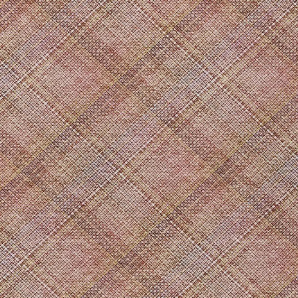 9' X 12' Pink And Beige Plaid Washable Indoor Outdoor Area Rug Homeroots Outdoor