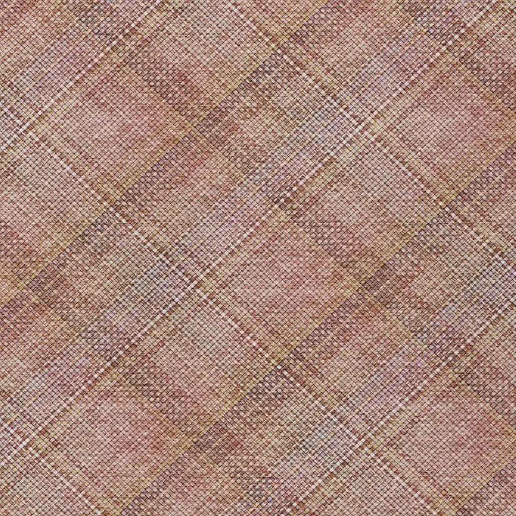 9' X 12' Pink And Beige Plaid Washable Indoor Outdoor Area Rug Homeroots Outdoor