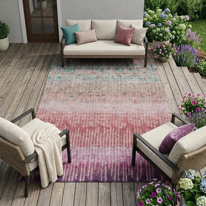9' X 12' Pink And Blush Abstract Washable Indoor Outdoor Area Rug Homeroots Outdoor