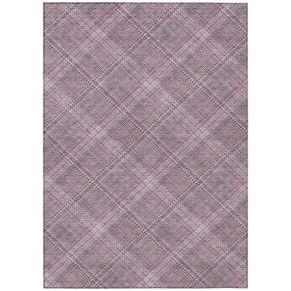 9' X 12' Pink And Blush Plaid Washable Indoor Outdoor Area Rug Homeroots Outdoor