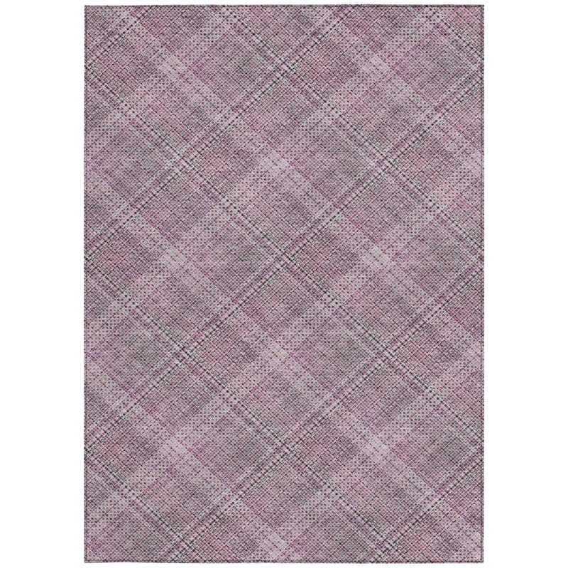 9' X 12' Pink And Blush Plaid Washable Indoor Outdoor Area Rug Homeroots Outdoor