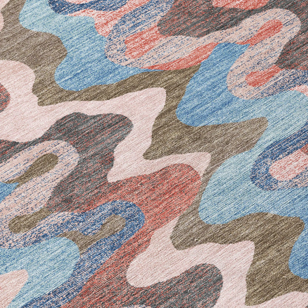 9' X 12' Pink And Coral Abstract Washable Indoor Outdoor Area Rug Homeroots Outdoor