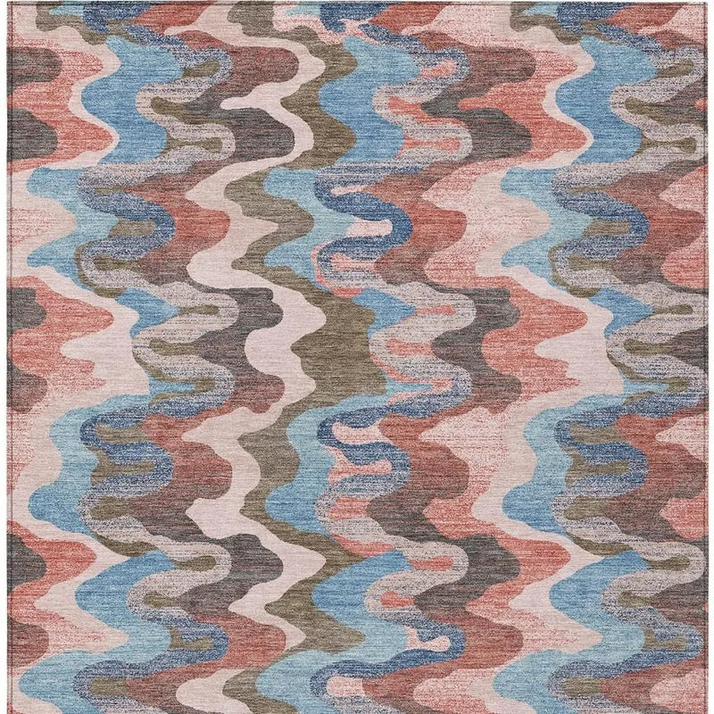 9' X 12' Pink And Coral Abstract Washable Indoor Outdoor Area Rug Homeroots Outdoor