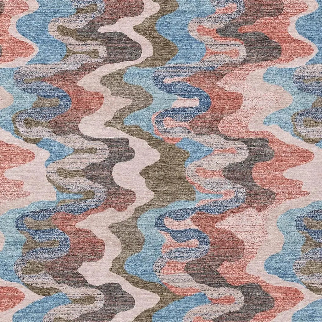 9' X 12' Pink And Coral Abstract Washable Indoor Outdoor Area Rug Homeroots Outdoor