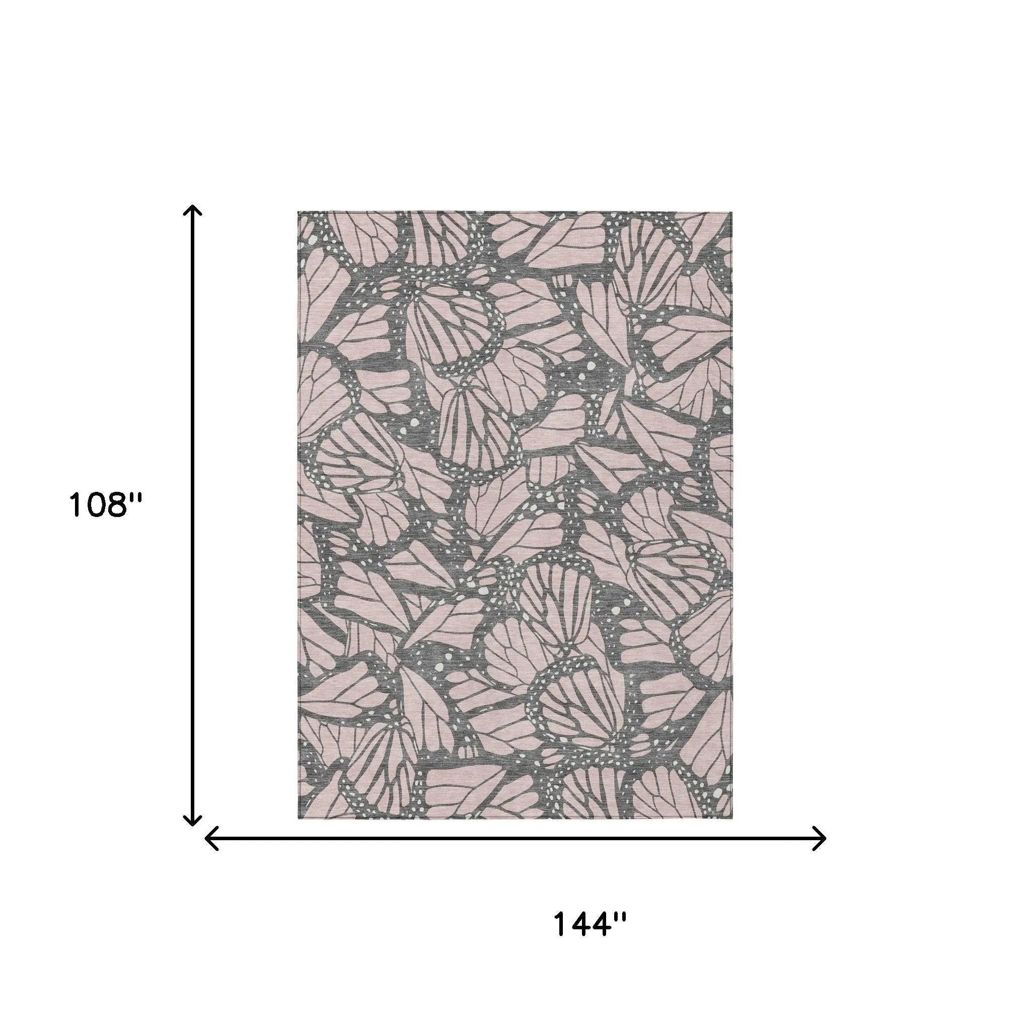 9' X 12' Pink And Graphite Animal Print Washable Indoor Outdoor Area Rug Homeroots Outdoor
