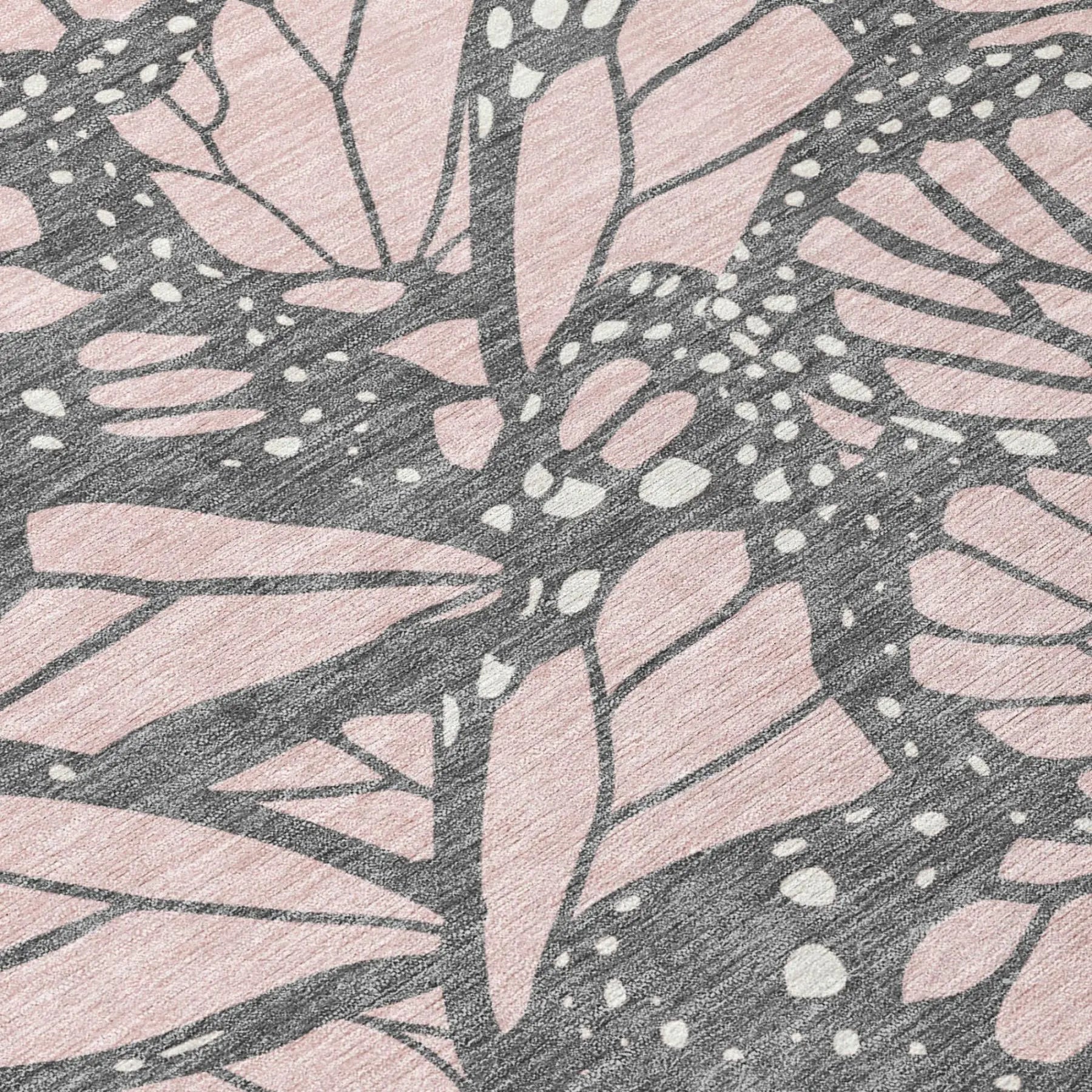 9' X 12' Pink And Graphite Animal Print Washable Indoor Outdoor Area Rug Homeroots Outdoor