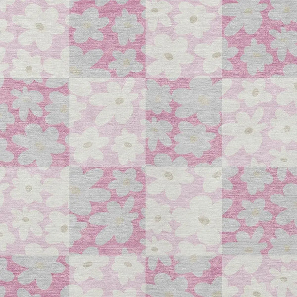 9' X 12' Pink And Gray Floral Washable Indoor Outdoor Area Rug Homeroots Outdoor