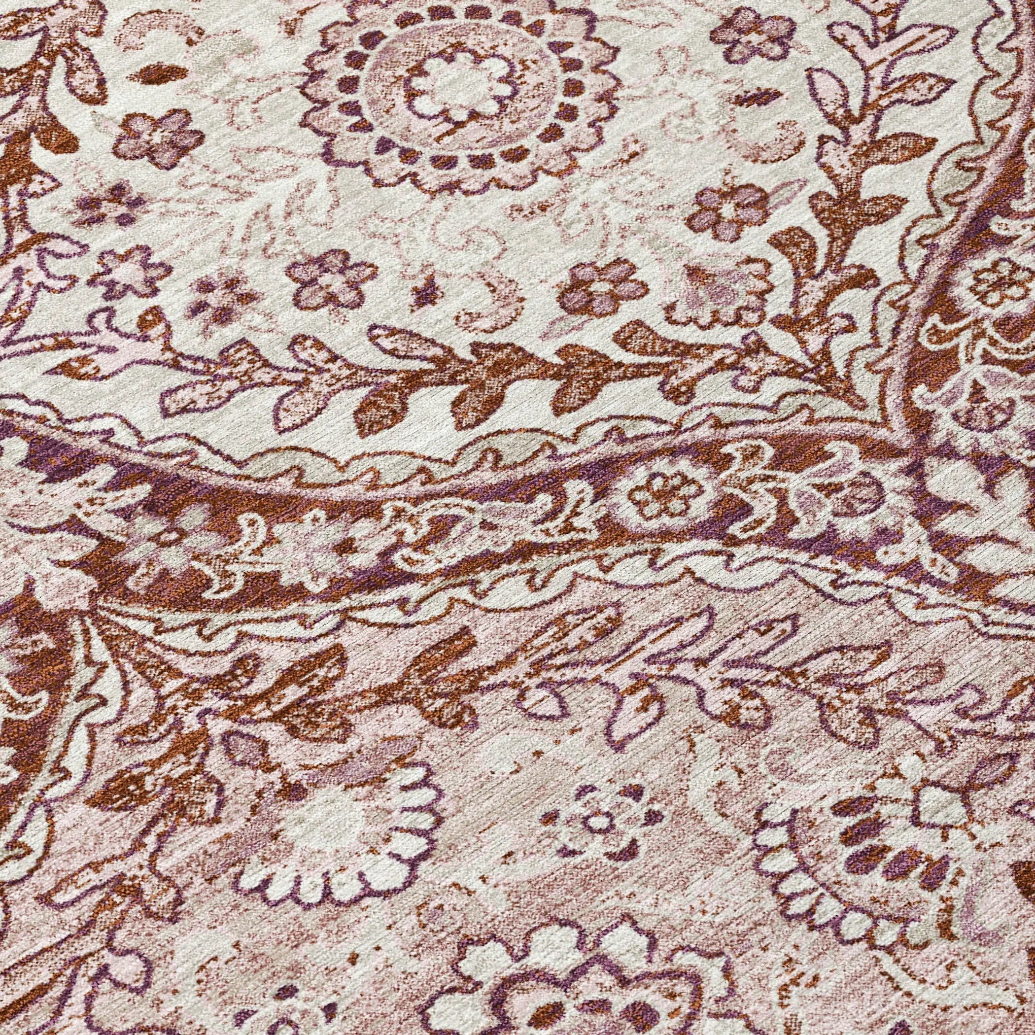 9' X 12' Pink And Green Ogee Washable Indoor Outdoor Area Rug Homeroots Outdoor