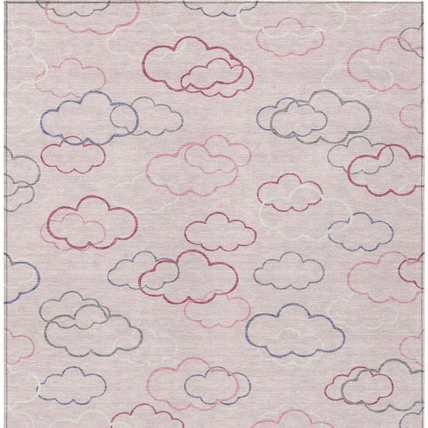 9' X 12' Pink And Ivory Abstract Washable Indoor Outdoor Area Rug Homeroots Outdoor