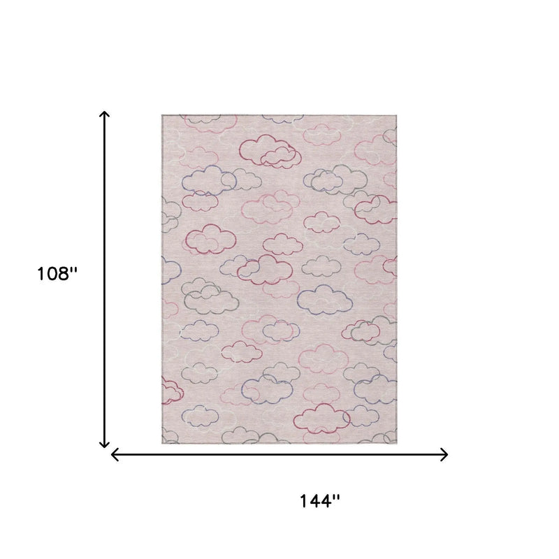 9' X 12' Pink And Ivory Abstract Washable Indoor Outdoor Area Rug Homeroots Outdoor