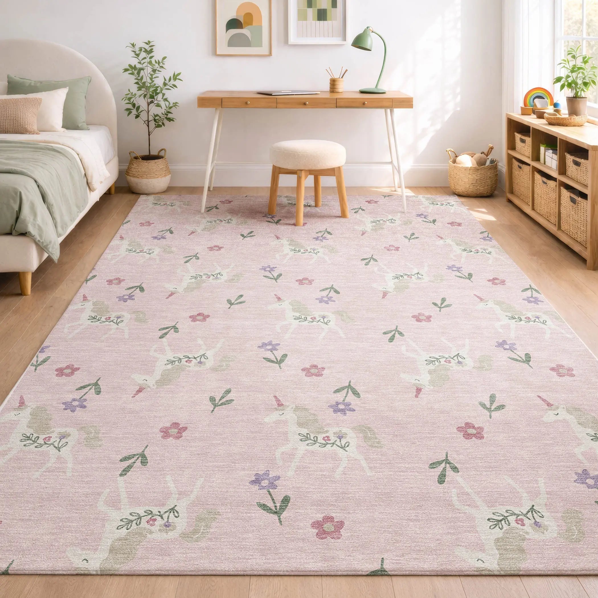9' X 12' Pink And Ivory Floral Washable Indoor Outdoor Area Rug Homeroots Outdoor
