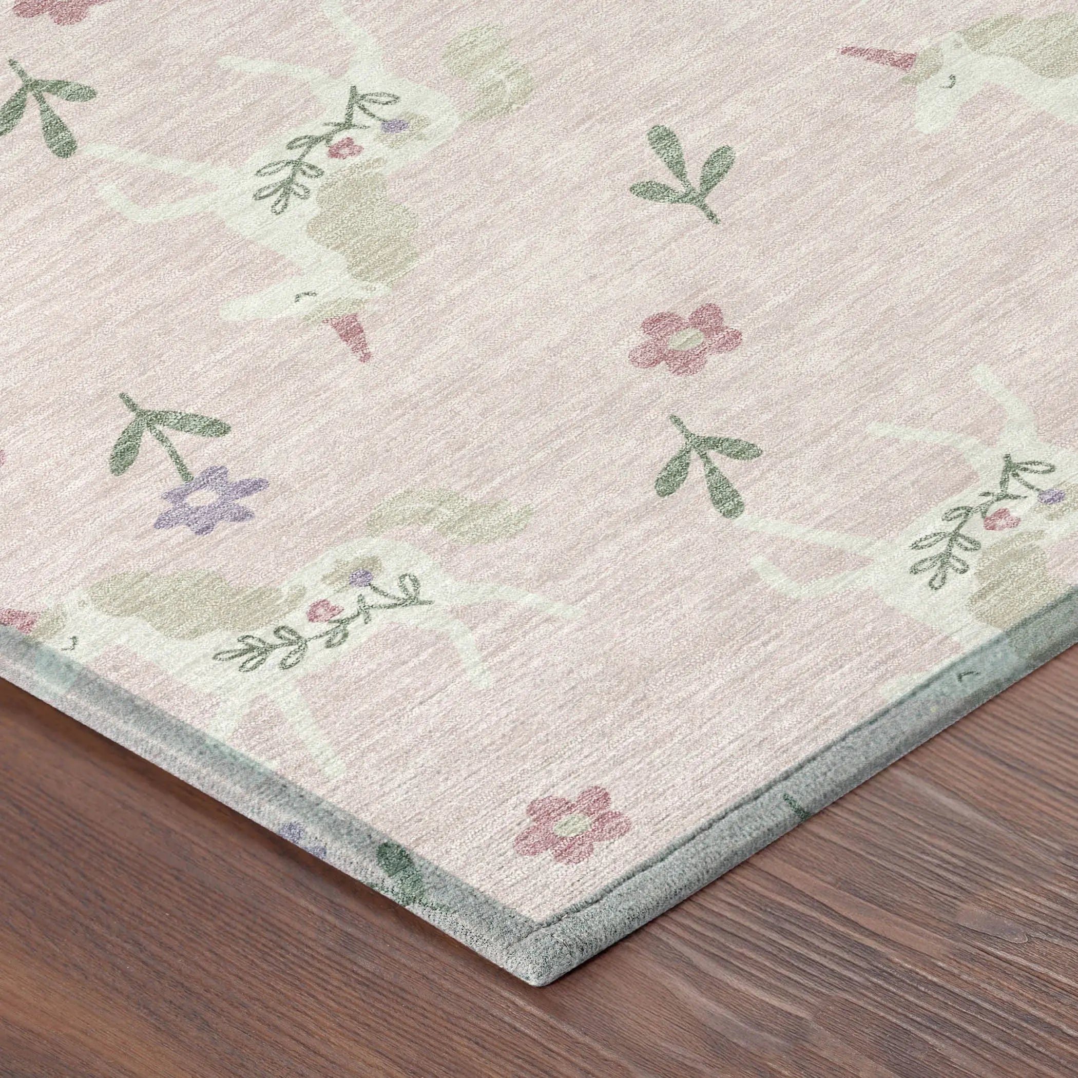9' X 12' Pink And Ivory Floral Washable Indoor Outdoor Area Rug Homeroots Outdoor