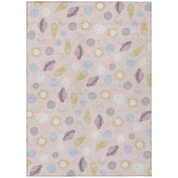 9' X 12' Pink And Ivory Geometric Washable Indoor Outdoor Area Rug Homeroots Outdoor