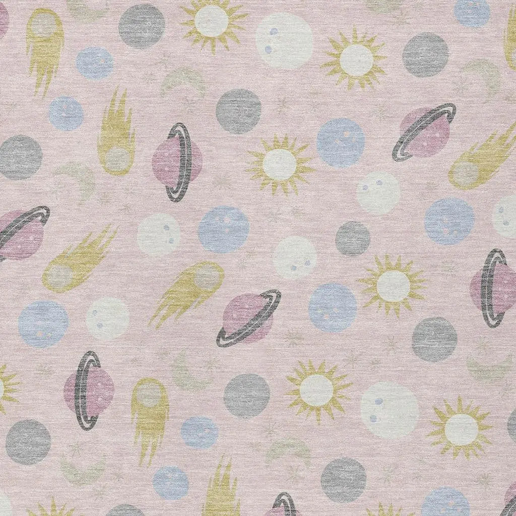 9' X 12' Pink And Ivory Geometric Washable Indoor Outdoor Area Rug Homeroots Outdoor
